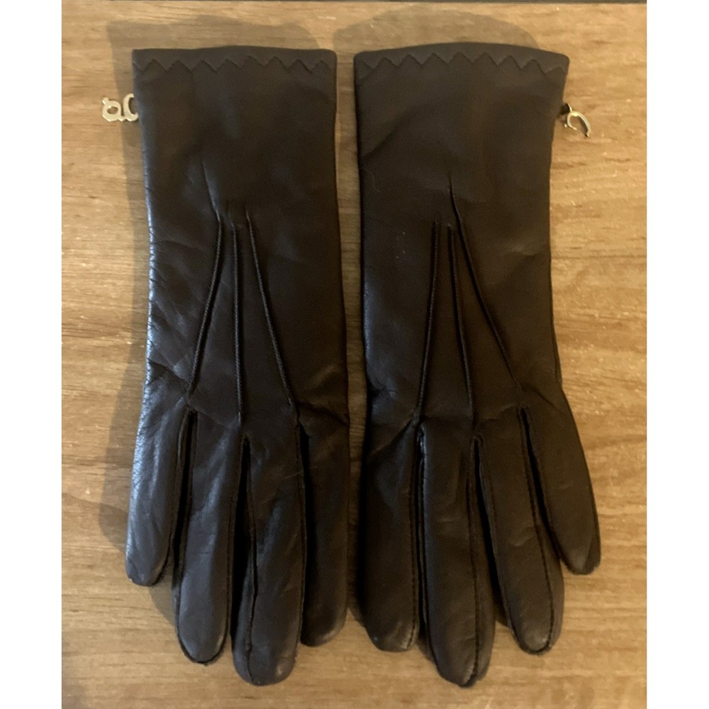 Women's Vintage Brown Leather GRANDOE GLOVES - Size M - Lined